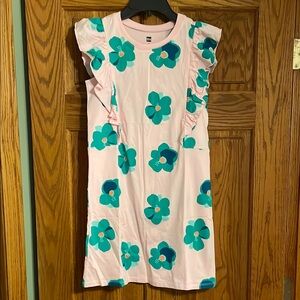 Tea Collection Pink and Green Ruffled Shift Sundress